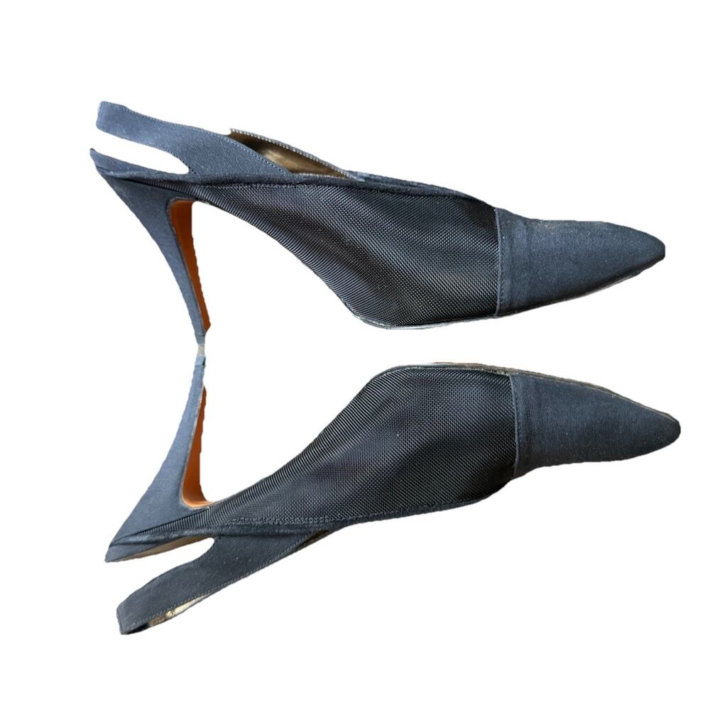 YSL Yves Saint Laurent Black Mesh Slingback Heels Made in Italy Designer Pumps 7 - Picture 5 of 13